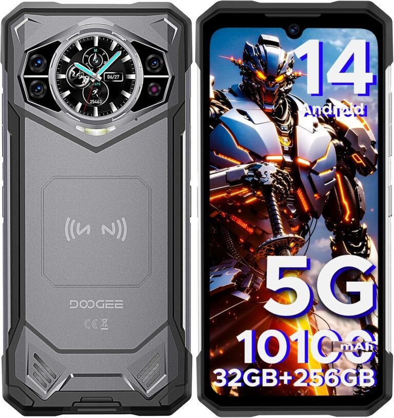 DOOGEE S200 5G Rugged Smartphone with 6.72” FHD+1.32″ Twin Display,10100mAh/33W Rugged Telephone Unlocked,32 GB+256 GB Cell Telephone, Android 14,100 MP Digital camera/Fingerprint ID/Face Unlock/NFC/GPS
