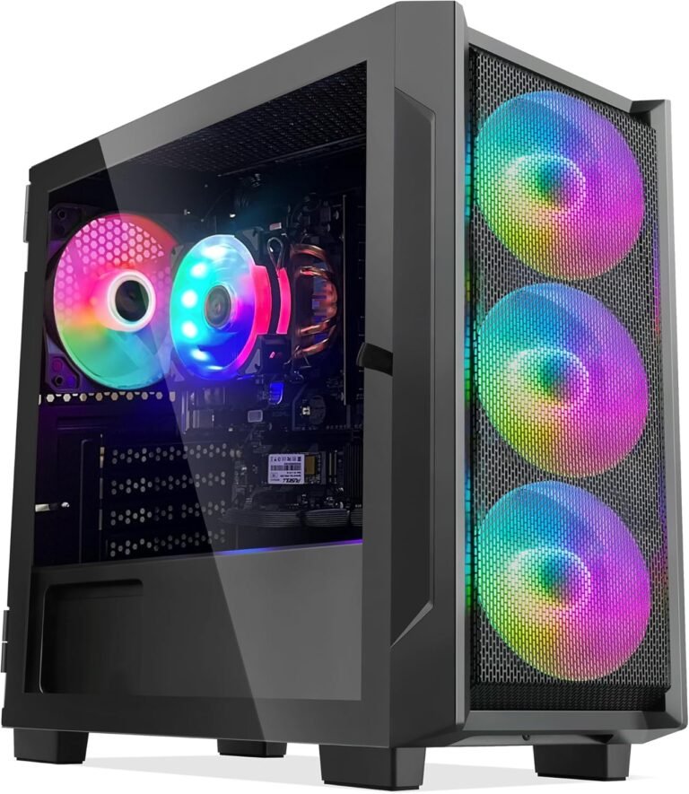 Artist Gaming PC Desktop – AMD Ryzen 5 5600G 6-Core 3.9GHz, 16GB DDR4 3200MHz RAM, 1TB PCIE SSD, 11AC Wi-Fi, RGB Followers, Home windows 11 Professional Desktop Pc- Black