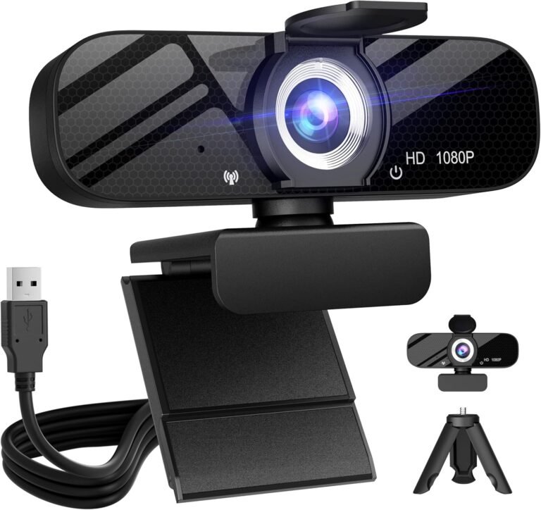 Full HD Webcam with Constructed-in Microphone and Rotatable Tripod, 1080P Video and Large Angle Digicam, Privateness Cowl, for Desktop PC or Laptop computer Laptop