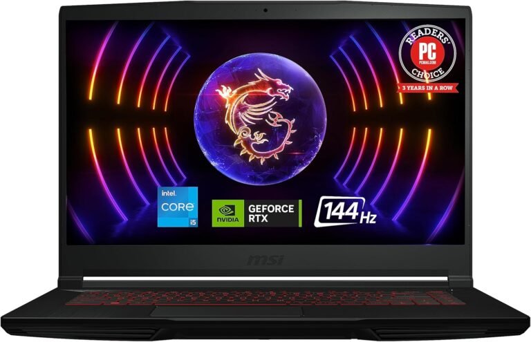 MSI Skinny GF63 Gaming Laptop computer: Intel Core i5-12450H GeForce RTX 2050, 15.6″ FHD, 144Hz, 8GB DDR4, 512GB NVMe SSD, Kind-C USB 3.2 Gen 1, Cooler Enhance 5, Win 11 Residence: Black 12UCX-484US