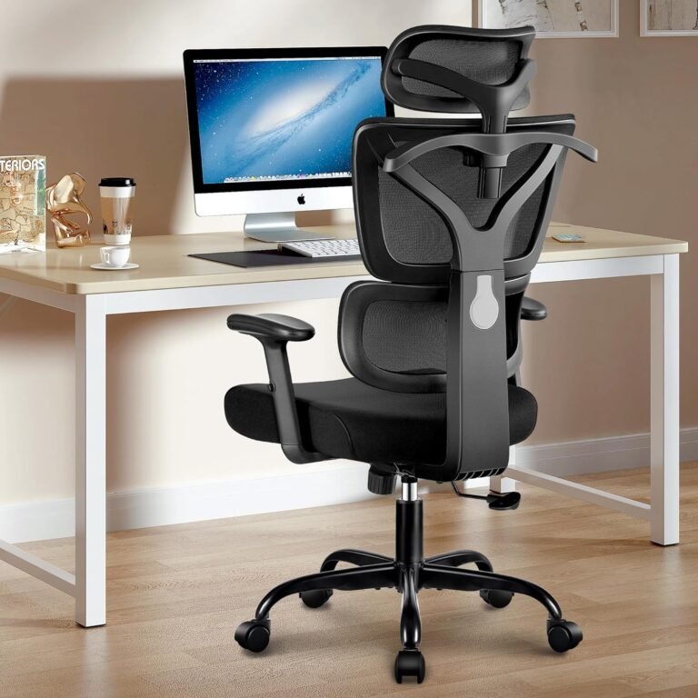 Workplace Chair Ergonomic Desk Chair, Excessive Again Gaming Chair, Massive and Tall Reclining Comfortable Residence Workplace Chair Lumbar Assist Breathable Mesh Pc Chair Adjustable Armrests (Black)