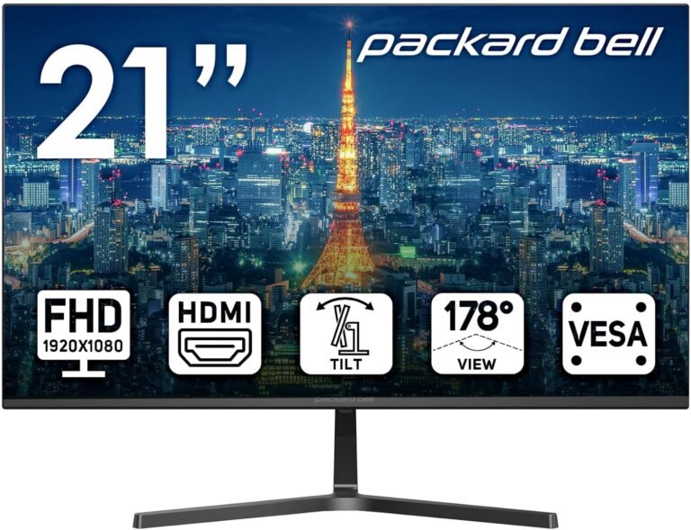 Packard Bell airFrame 21″ FHD Monitor, 1920×1080, Ultrawide, VESA Mount Suitable, Tilt Adjustment, HDMI/VGA, Slim Bezel, for Residence, Workplace, and Mild Gaming