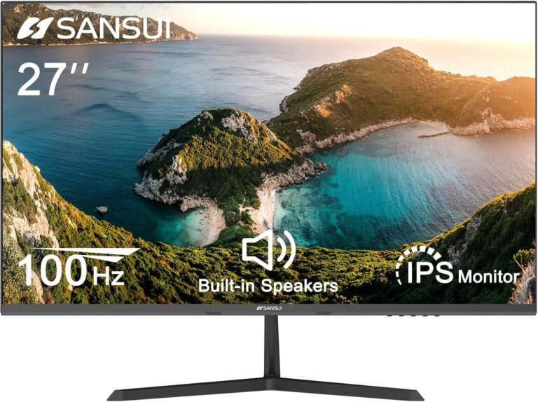 SANSUI Monitor 27 Inch IPS 100Hz Laptop Monitor, Constructed-in Audio system FHD 1080P HDR Adaptive Sync Tilt Adjustable Frameless VESA Suitable for Workplace and House(ES-27X3L)