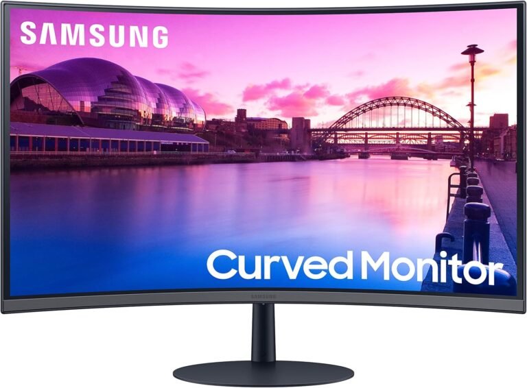 SAMSUNG 27-Inch S39C Collection FHD Curved Gaming Monitor, 75Hz, AMD FreeSync, Sport Mode, Superior Eye Consolation, Frameless Show, In-built Audio system, Slim Metallic Stand, LS27C392EANXGO, 2023, Black