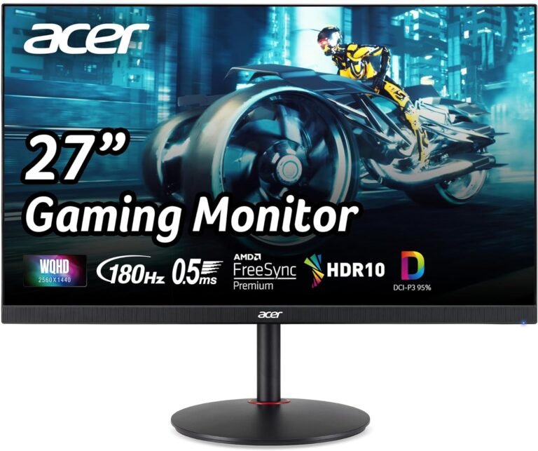 Acer Nitro 27″ WQHD 2560 x 1440 PC Gaming IPS Monitor | AMD FreeSync Premium As much as 180Hz Refresh 0.5ms DCI-P3 95% 1 Show Port 1.2 & 2 HDMI 2.0 XV271U M3bmiiprx,Black
