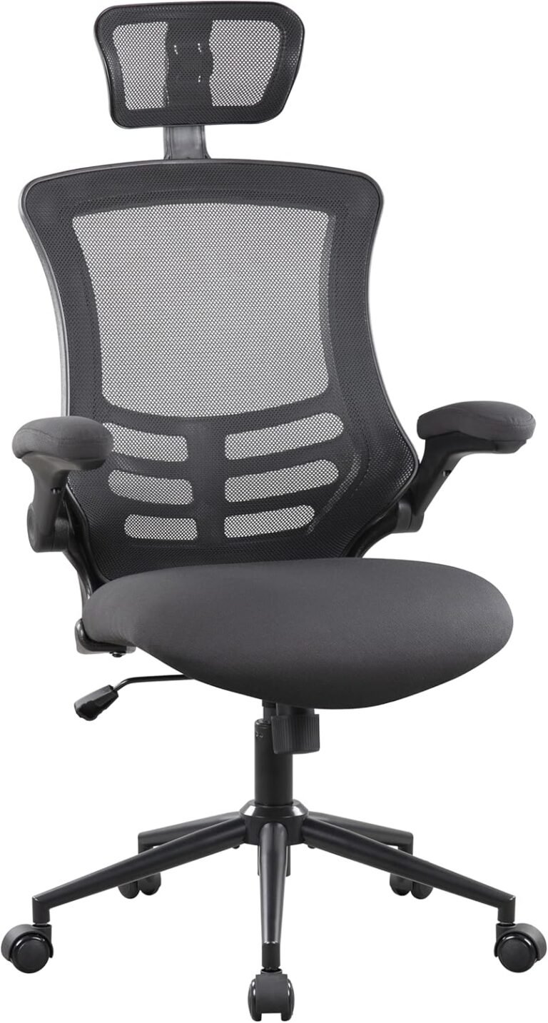 Ergonomic Workplace Laptop Desk Chair,Adjustable Headrest,Flipped Arms,Lumbar Assist 360°Swivel Process Chair -Black