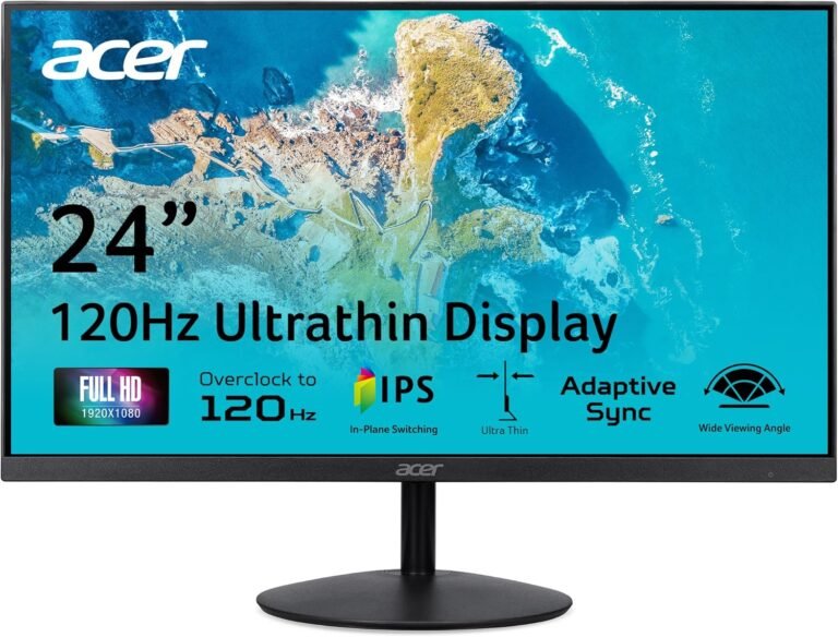 acer SB240Y G0bi 23.8″ IPS Full HD Extremely-Slim Edge-to-Edge Gaming Workplace Monitor | Adaptive-Sync Help (FreeSync Appropriate) | As much as 120Hz Refresh | 1ms (VRB) | Tilt | HDMI & VGA Ports | Black