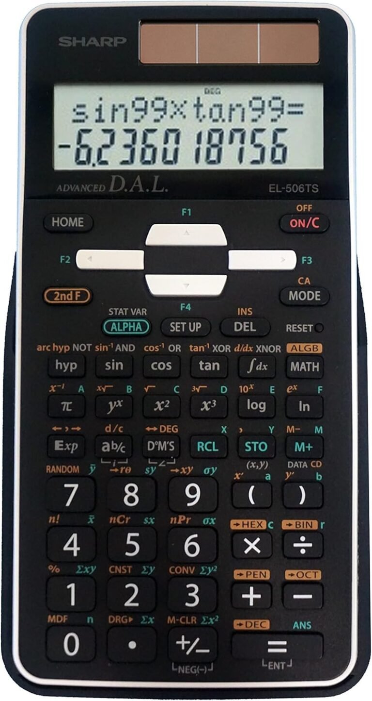 Sharp EL-506TSBBW 12-Digit Engineering/Scientific Calculator with Protecting Onerous Cowl, Battery and Photo voltaic Hybrid Powered LCD Show, Nice for College students and Professionals, Black