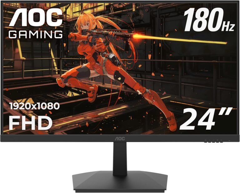 AOC 24G15N 24″ Gaming Monitor, Full HD 1920×1080, 180Hz 1ms, 1x HDMI 2.0, 1x Show Port, Adaptive-Sync, 3-Sided Frameless, HDR Prepared, Console Gaming Prepared, 3-Yr Zero-Brilliant-Dot
