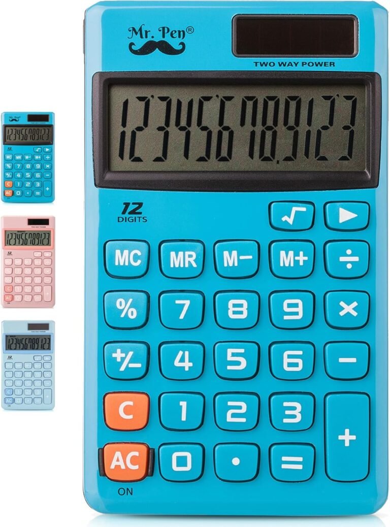 Mr. Pen- Normal Operate Calculator, 12 Digits, Small Calculator, Photo voltaic Calculator, Pocket Calculator, Easy Calculator, Fundamental Workplace Calculators, Photo voltaic Handheld Calculator, Normal Calculator