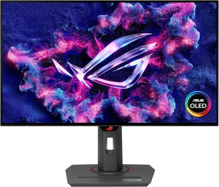 ASUS ROG Strix 27” 1440P OLED Gaming Monitor (XG27AQDMG) – QHD, Shiny OLED, 240Hz, 0.03ms, Customized Heatsink, Anti-Flicker,Uniform Brightness, G-SYNC Appropriate, 99% DCI-P3, DisplayWidget,