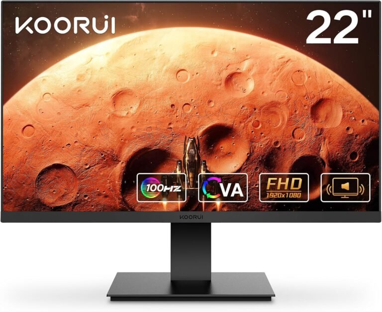 KOORUI Monitor 22 Inch Gaming Monitor FHD 1080P/Full HD 100HZ PC Monitor VA Panel LCD Show with Audio system Adpitive sync (HDMI/VGA/VESA Suitable/Audio Terminal) S01