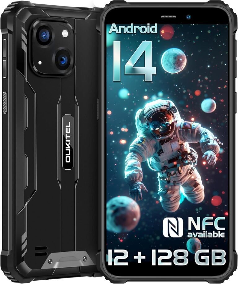 OUKITEL WP32 Rugged Smartphone – 6300mAh Rugged Telephone Android 13 Cell Telephone, 12GB RAM+128GB ROM, Twin Sim, 6 inches Massive Display Telephones, NFC/OTG, T-Cell Suitable Rugged Good Telephone