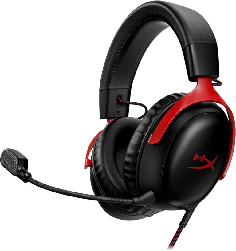 HyperX Cloud III 3.5mm Wired Gaming Headsets with Mic Noise Cancelling DTS Headphone:X Reminiscence Foam 53mm Drivers​ Aluminum Body for PC PS4 PS5 Xbox Nintendo Mac Cellular Gaming Headphones (Renewed)