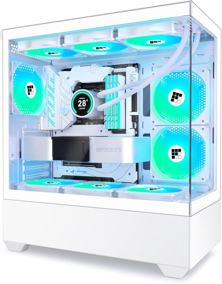 PC Case – Pre-Put in 5 PWM ARGB Fan, ATX Mid-Tower Gaming PC Case, F1 (White, F1)