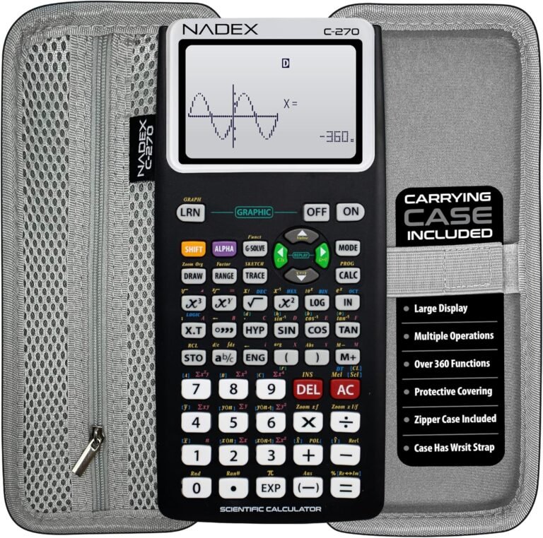 Scientific Calculator with Graphing, Contains Carrying Case, for Faculty and Excessive Faculty College students, Calculus, Algebra, Geometry, Trigonometry, Statistics, Physics, Chemistry, Black