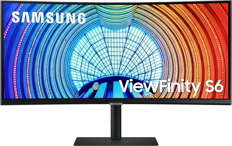 SAMSUNG Viewfinity S65UA Sequence 34-Inch Ultrawide QHD Curved Monitor, 100Hz, USB-C, HDR10 (1 Billion Colours), Peak Adjustable Stand, TUV-certified Clever Eye Care (LS34A654UBNXGO),Black