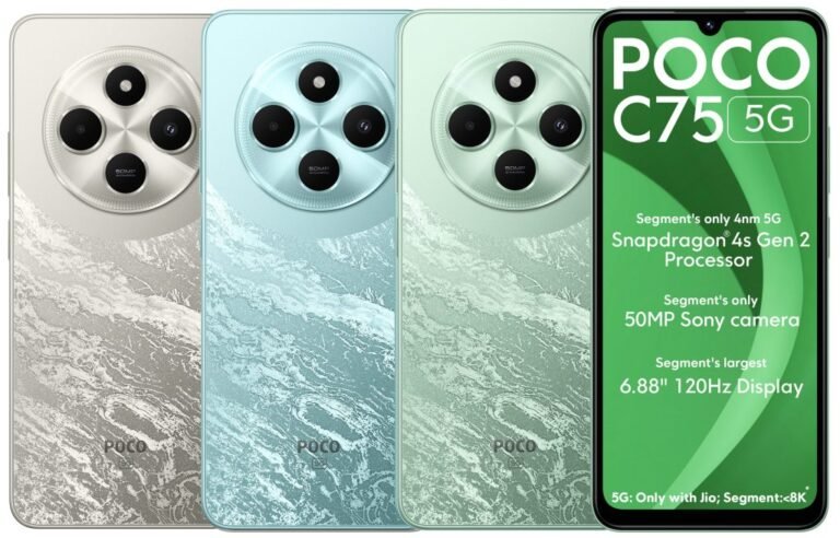 POCO C75 5G with 6.88″ 120Hz Show, Snapdragon 4s Gen 2, 5160mAh Battery Launched in India at Rs. 7,999