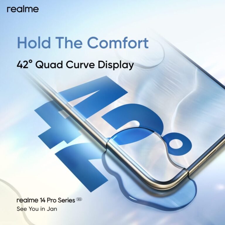 The realme 14 Professional Collection 5G will function a 42° quad curved show.