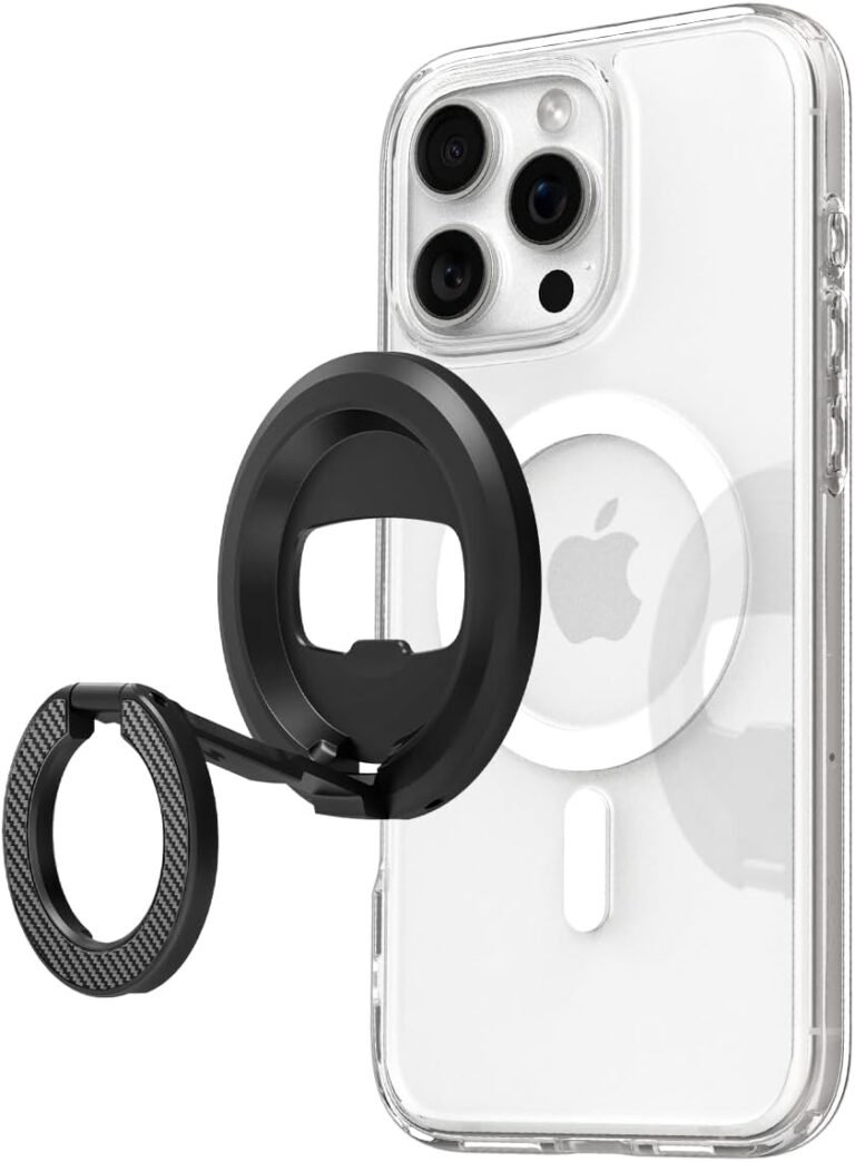 Spigen OM102 (MagFit) Magnetic Cellphone Holder Grip Double-Sided Magnet with Kickstand Bottle Opener Designed for MagSafe Appropriate with iPhone 16/15/14/13/12 Sequence – Black