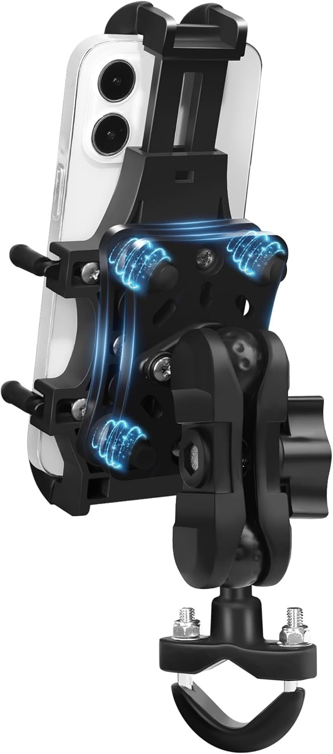 Bike Telephone Mount with Vibration Dampener, One-Hand Operation Bike Bike Telephone Holder Holds 4.7″-7.1″ Cell Telephones on Handlebar, Cell Telephone Holder for Bike Bike Scooter ATV