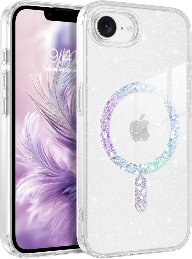BENTOBEN for iPhone 16e Case, for iPhone SE 4(2025), Clear Crystal Glitter Cellphone Case, [Compatible with Magsafe Accessories] Sparkly Cute Ladies Lady Clear Cowl for iPhone 16E 6.1″, Clear Glitter
