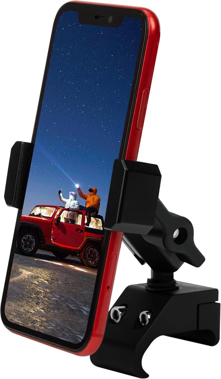 Upgraded Aluminum Alloy Telephone Mount for Jeep Wrangler 2018-2023 JL JLU 4xe & 2020-23 Gladiator JT, Wrangler Telephone Holder Matches All 4.7″ to six.8″ Sensible Machine, Digicam Button Pleasant