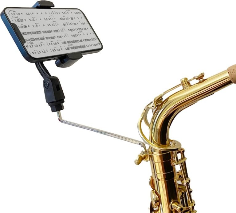 Saxophone Lyre Telephone Holder,Telephone Holder for Sax Lyre Clip,Alto Saxophone Lyre Equipment Mount Your Telephone to Sax,Sax Music Clip Studying Music from Digital Ultralight Copper Black
