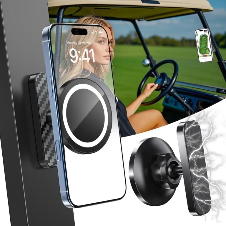 Gymnasium Magnetic Golf Cart Telephone Holder for Magsafe iPhone 16 Professional Max 15 14 13 12 Plus Mini, Sturdy N52 Magnets Matches for EZGO, Membership Automobile, Yamaha or Any Iron Steel Floor