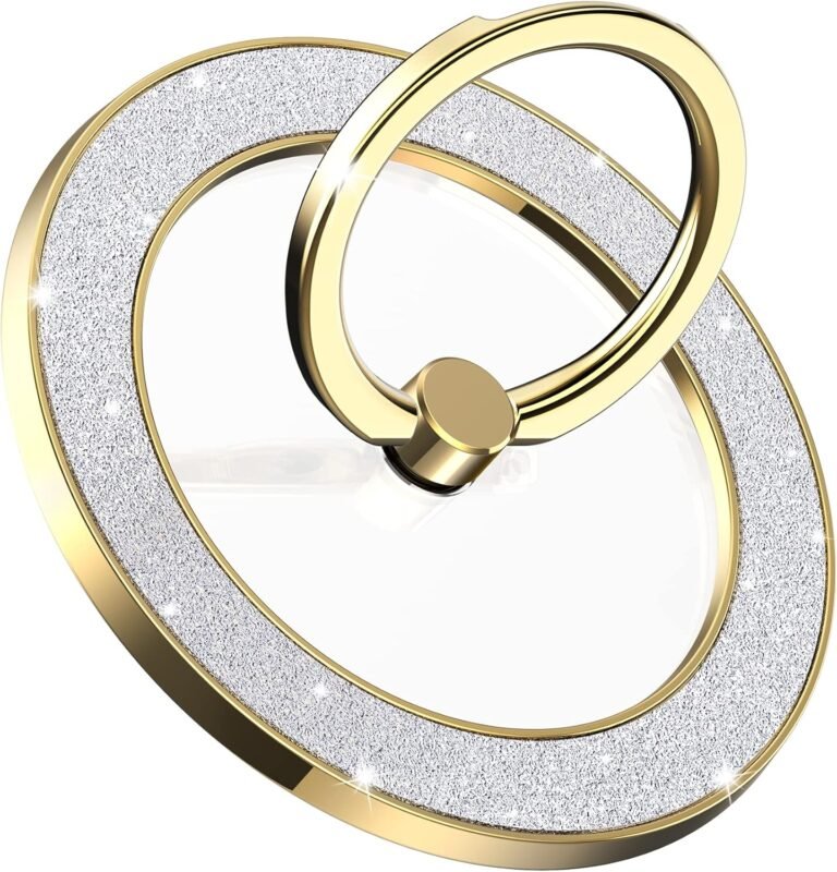 Magnetic Cellphone Ring Holder for MagSafe, Magnetic Cellphone Grip for iPhone, Appropriate with iPhone MagSafe Wi-fi Charging. (Glitter Gold)