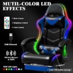 Ergonomic Gaming Chair with RGB LED Lights, Massage Lumbar Support - Image 5
