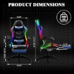 Ergonomic Gaming Chair with RGB LED Lights, Massage Lumbar Support - Image 6