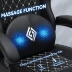 HOFFREE Black Gaming Chair with Bluetooth Speakers and Massage - Image 3
