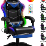 Ergonomic Gaming Chair with RGB LED Lights, Massage Lumbar Support